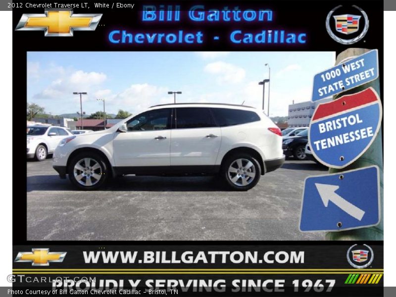White / Ebony 2012 Chevrolet Traverse LT