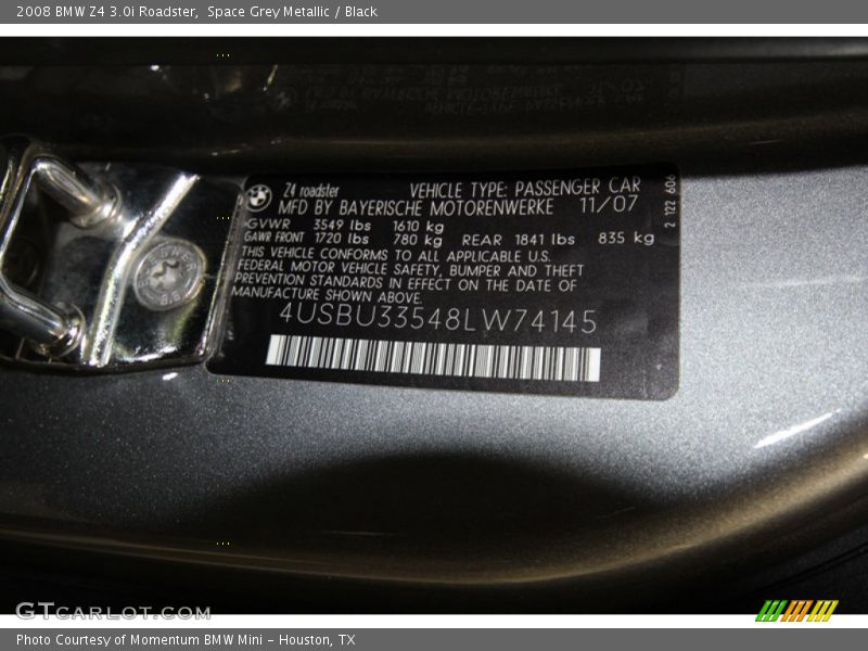 Space Grey Metallic / Black 2008 BMW Z4 3.0i Roadster