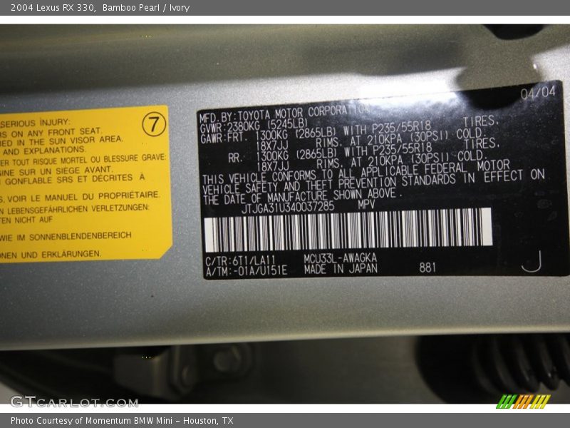 Bamboo Pearl / Ivory 2004 Lexus RX 330