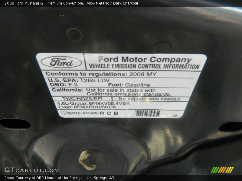 Alloy Metallic / Dark Charcoal 2008 Ford Mustang GT Premium Convertible