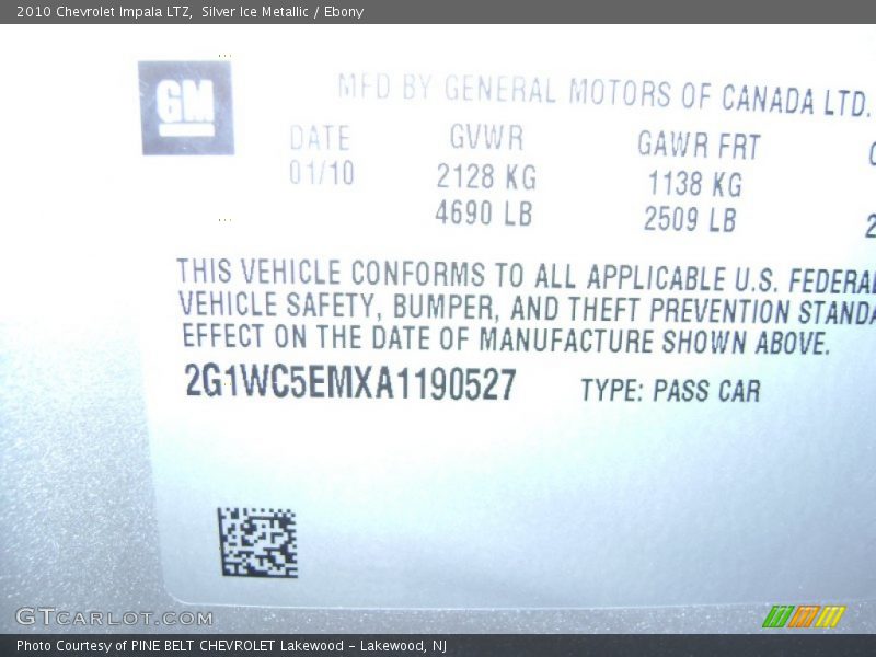 Silver Ice Metallic / Ebony 2010 Chevrolet Impala LTZ