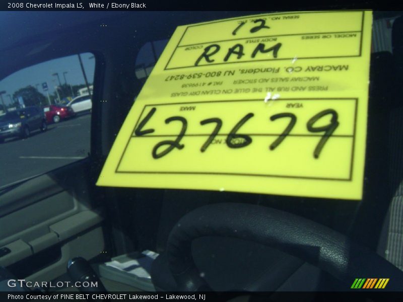 White / Ebony Black 2008 Chevrolet Impala LS
