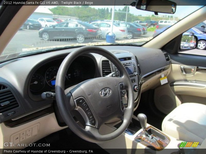 Twilight Black / Beige 2012 Hyundai Santa Fe GLS V6 AWD