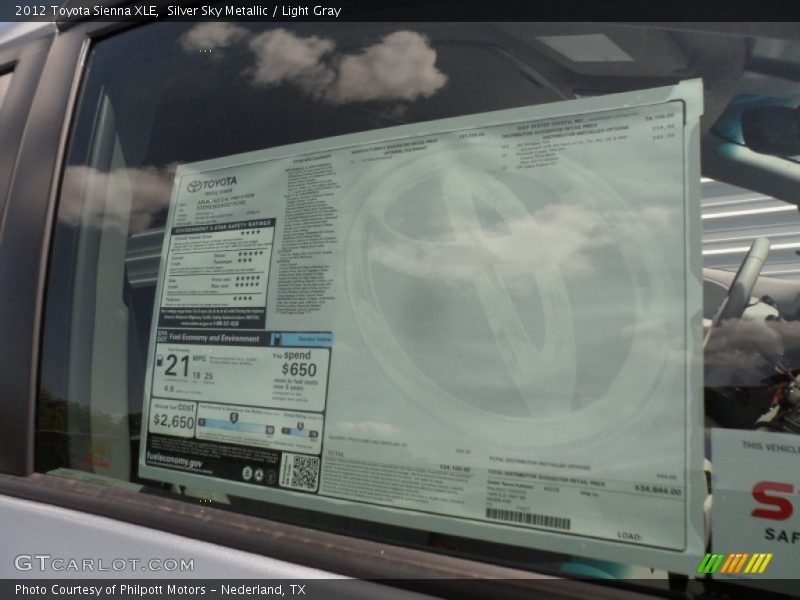 Silver Sky Metallic / Light Gray 2012 Toyota Sienna XLE