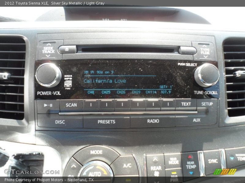 Silver Sky Metallic / Light Gray 2012 Toyota Sienna XLE