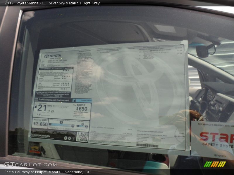Silver Sky Metallic / Light Gray 2012 Toyota Sienna XLE