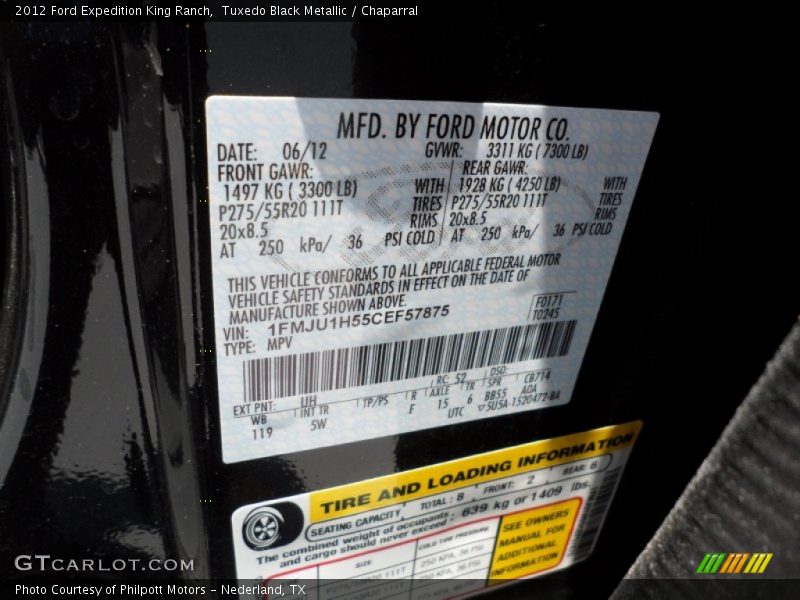 2012 Expedition King Ranch Tuxedo Black Metallic Color Code UH
