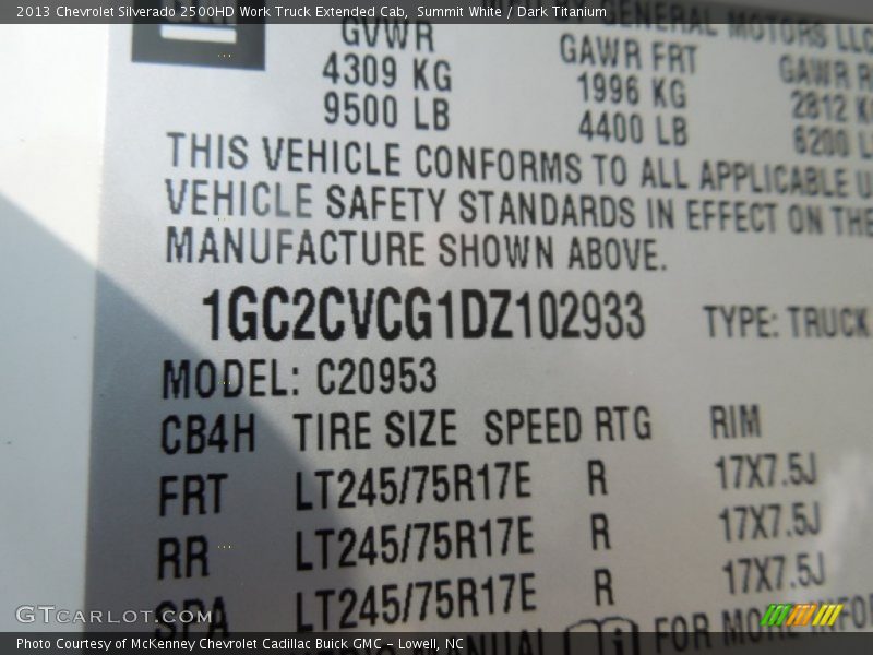 Summit White / Dark Titanium 2013 Chevrolet Silverado 2500HD Work Truck Extended Cab