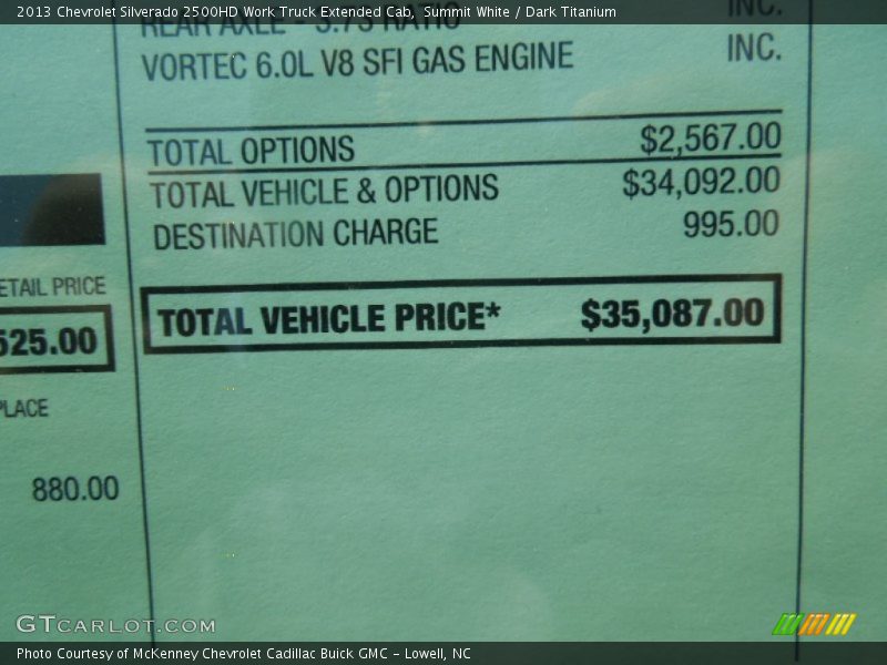 Summit White / Dark Titanium 2013 Chevrolet Silverado 2500HD Work Truck Extended Cab