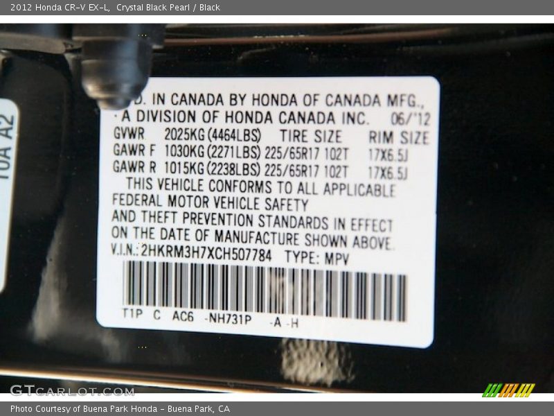 Crystal Black Pearl / Black 2012 Honda CR-V EX-L