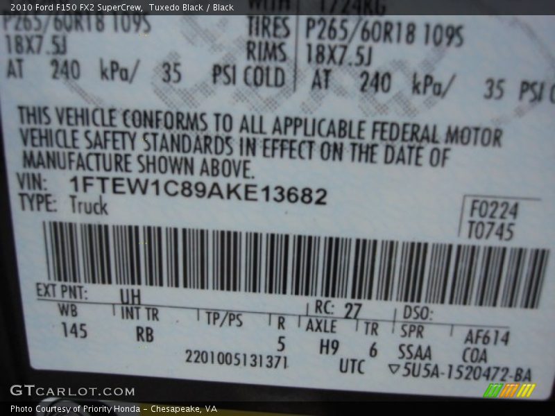 Tuxedo Black / Black 2010 Ford F150 FX2 SuperCrew