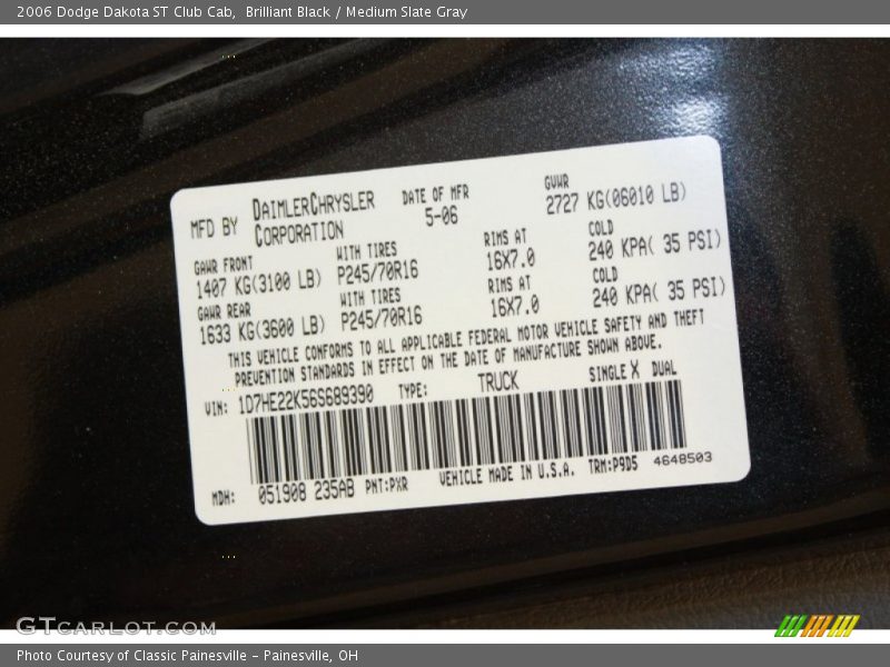 Brilliant Black / Medium Slate Gray 2006 Dodge Dakota ST Club Cab