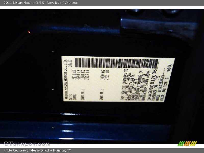 Navy Blue / Charcoal 2011 Nissan Maxima 3.5 S