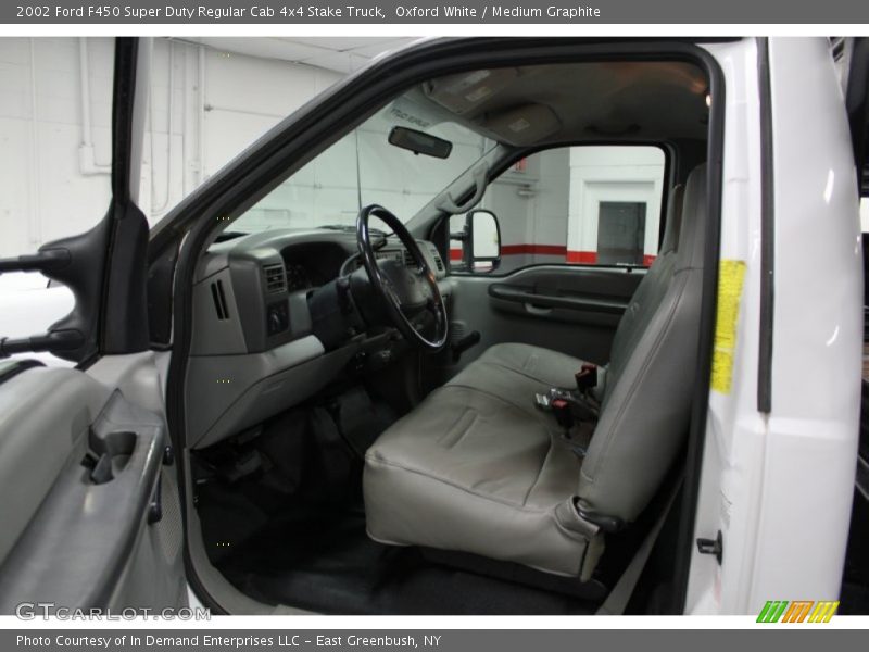 Oxford White / Medium Graphite 2002 Ford F450 Super Duty Regular Cab 4x4 Stake Truck