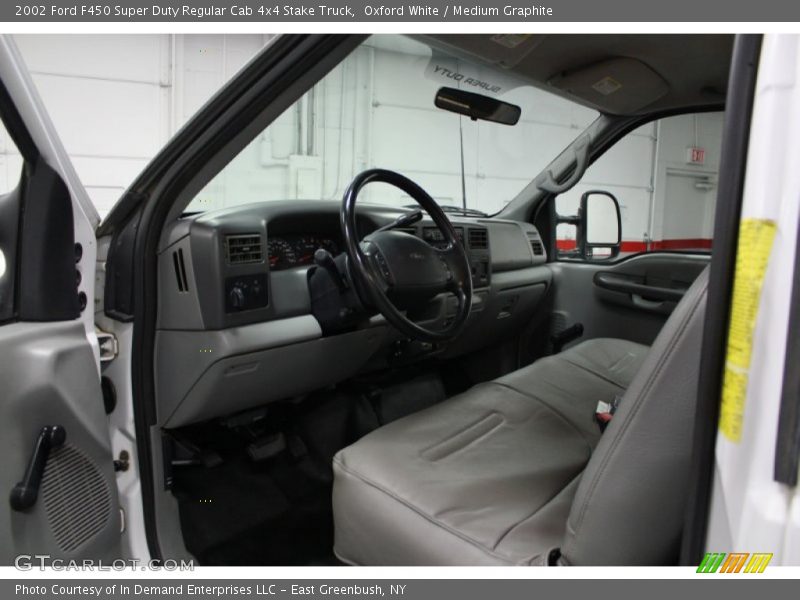 Oxford White / Medium Graphite 2002 Ford F450 Super Duty Regular Cab 4x4 Stake Truck