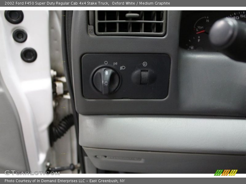 Oxford White / Medium Graphite 2002 Ford F450 Super Duty Regular Cab 4x4 Stake Truck