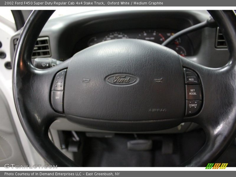 Oxford White / Medium Graphite 2002 Ford F450 Super Duty Regular Cab 4x4 Stake Truck