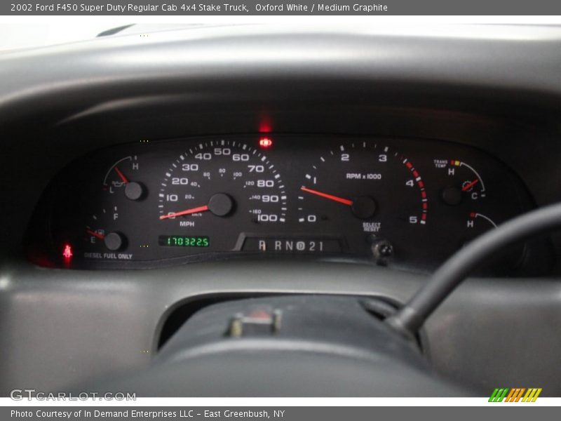 Oxford White / Medium Graphite 2002 Ford F450 Super Duty Regular Cab 4x4 Stake Truck