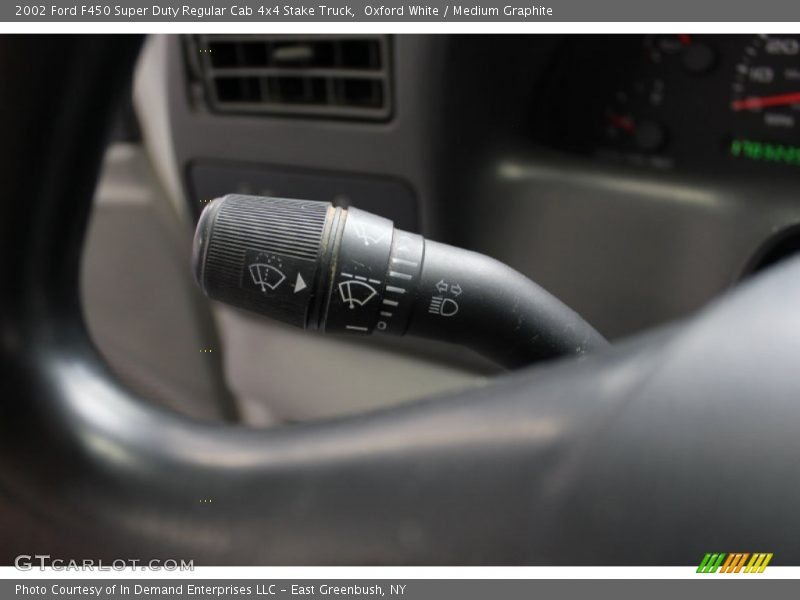 Oxford White / Medium Graphite 2002 Ford F450 Super Duty Regular Cab 4x4 Stake Truck