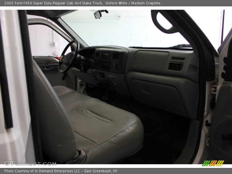 Oxford White / Medium Graphite 2002 Ford F450 Super Duty Regular Cab 4x4 Stake Truck