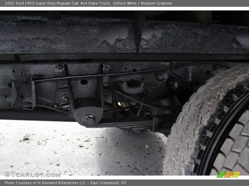 Oxford White / Medium Graphite 2002 Ford F450 Super Duty Regular Cab 4x4 Stake Truck
