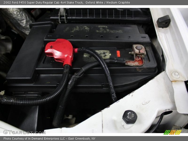 Oxford White / Medium Graphite 2002 Ford F450 Super Duty Regular Cab 4x4 Stake Truck