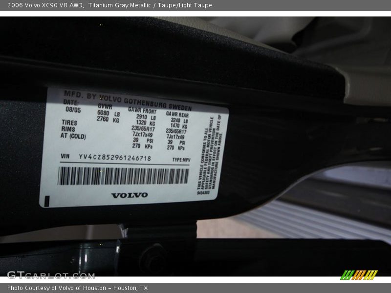 Titanium Gray Metallic / Taupe/Light Taupe 2006 Volvo XC90 V8 AWD