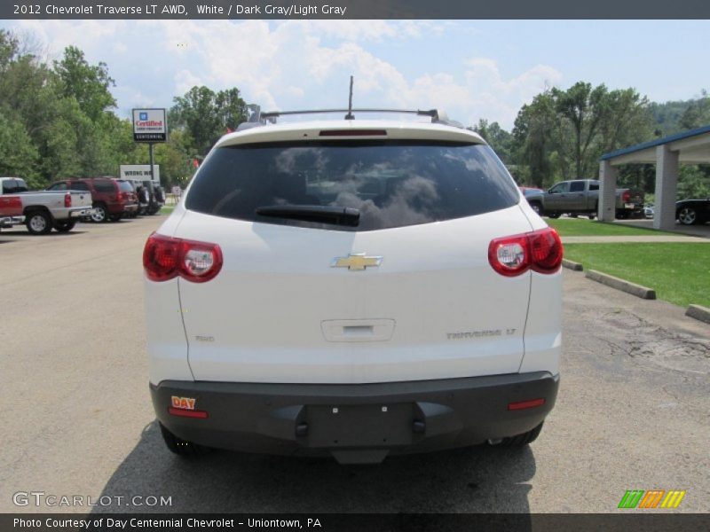 White / Dark Gray/Light Gray 2012 Chevrolet Traverse LT AWD