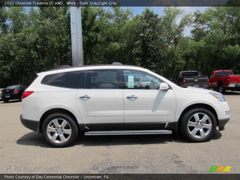 White / Dark Gray/Light Gray 2012 Chevrolet Traverse LT AWD