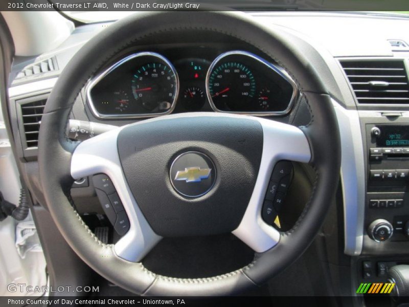 White / Dark Gray/Light Gray 2012 Chevrolet Traverse LT AWD