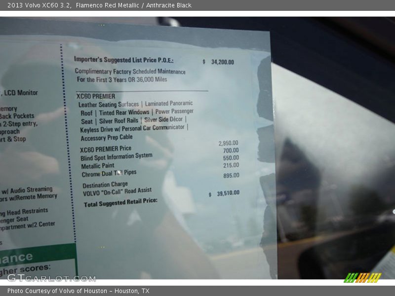  2013 XC60 3.2 Window Sticker