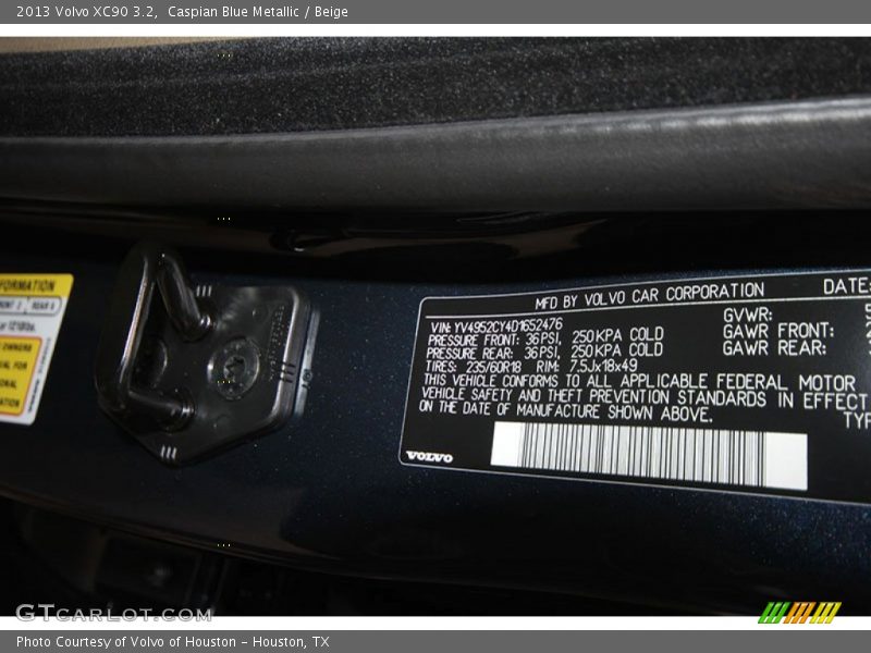 Caspian Blue Metallic / Beige 2013 Volvo XC90 3.2