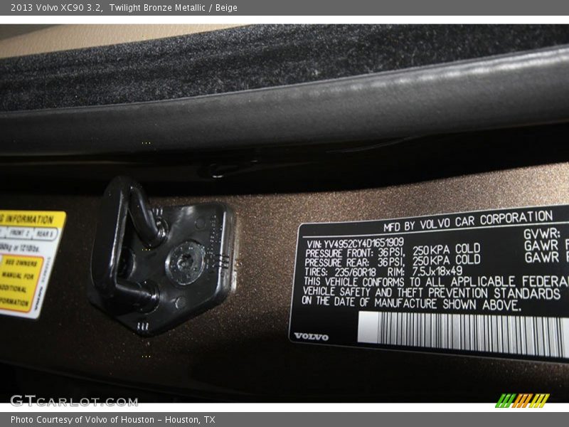 Twilight Bronze Metallic / Beige 2013 Volvo XC90 3.2