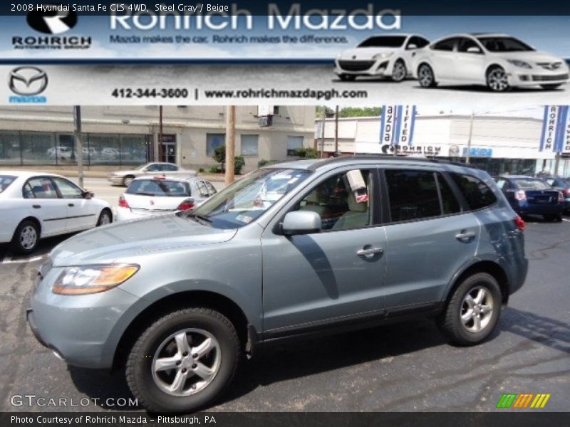Steel Gray / Beige 2008 Hyundai Santa Fe GLS 4WD