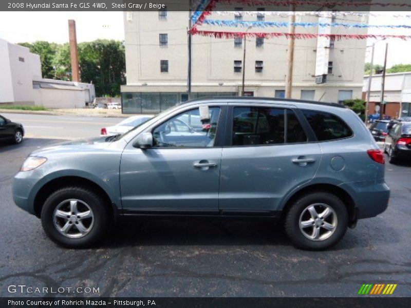 Steel Gray / Beige 2008 Hyundai Santa Fe GLS 4WD