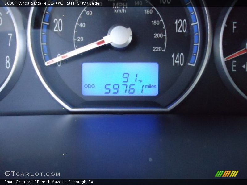 Steel Gray / Beige 2008 Hyundai Santa Fe GLS 4WD