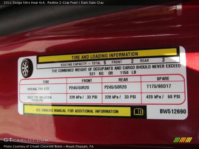 Redline 2-Coat Pearl / Dark Slate Gray 2011 Dodge Nitro Heat 4x4