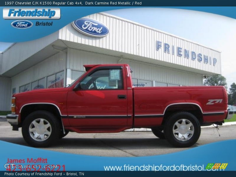 Dark Carmine Red Metallic / Red 1997 Chevrolet C/K K1500 Regular Cab 4x4