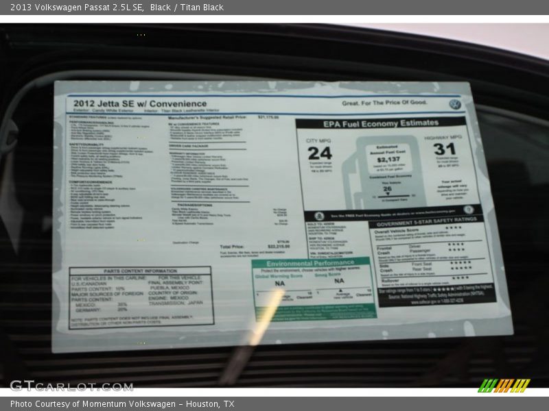 Black / Titan Black 2013 Volkswagen Passat 2.5L SE
