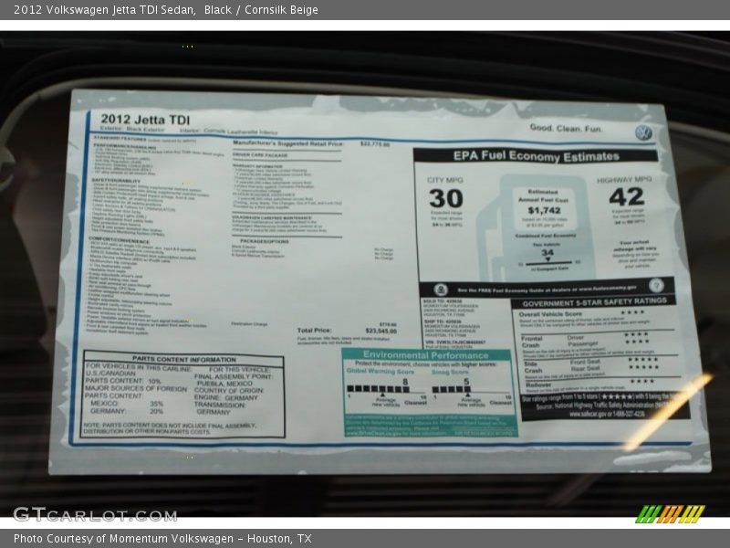 Black / Cornsilk Beige 2012 Volkswagen Jetta TDI Sedan