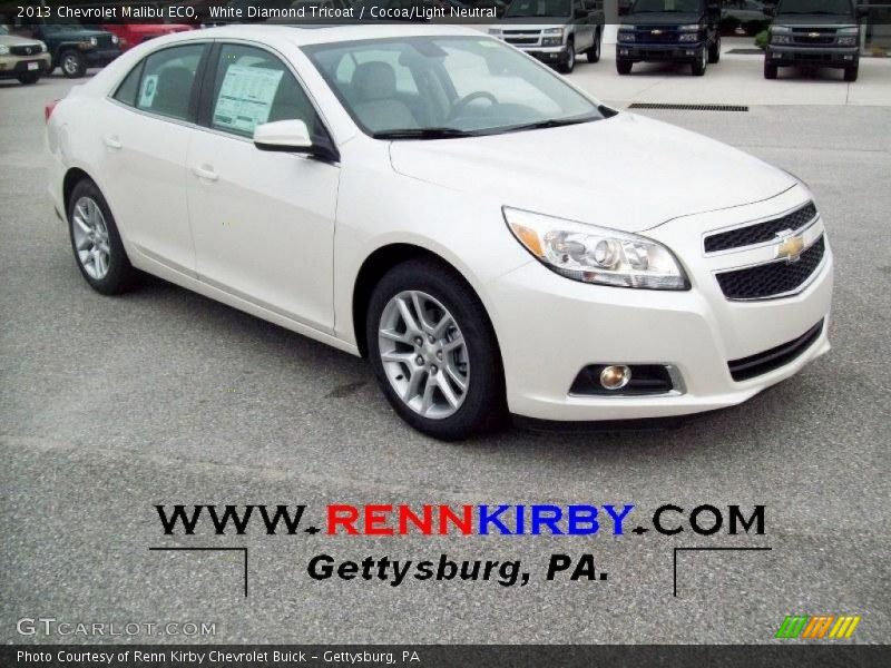 White Diamond Tricoat / Cocoa/Light Neutral 2013 Chevrolet Malibu ECO