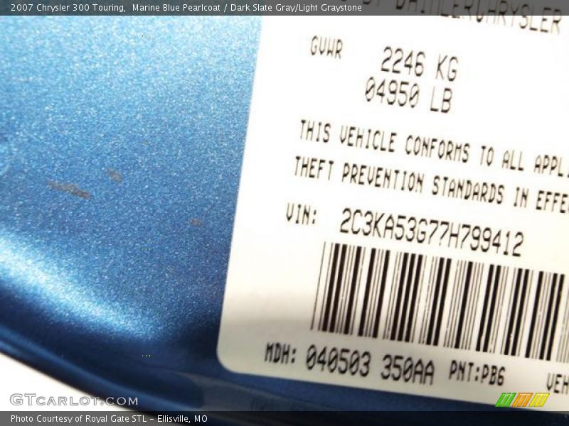 2007 300 Touring Marine Blue Pearlcoat Color Code PB6