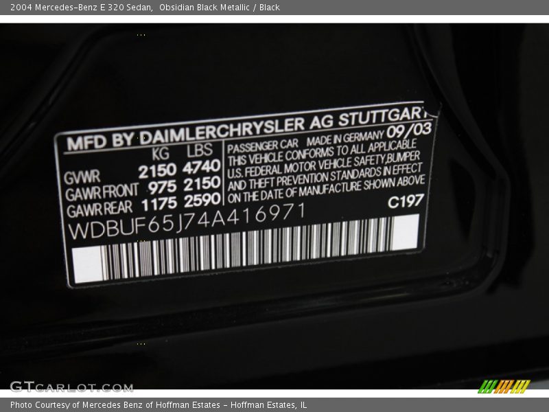 Obsidian Black Metallic / Black 2004 Mercedes-Benz E 320 Sedan