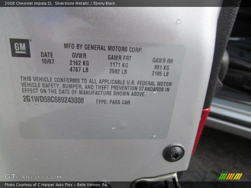 Silverstone Metallic / Ebony Black 2008 Chevrolet Impala SS