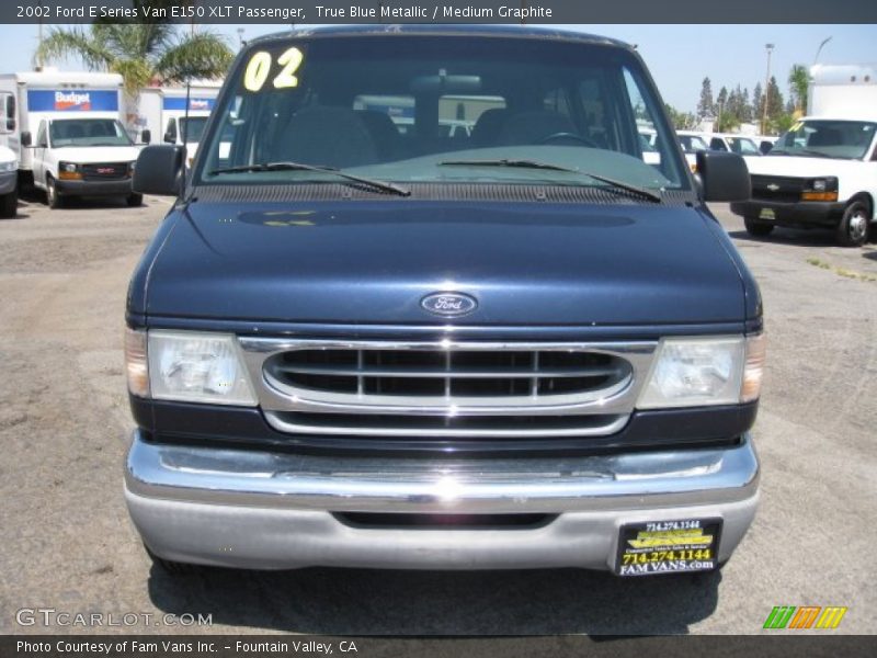 True Blue Metallic / Medium Graphite 2002 Ford E Series Van E150 XLT Passenger