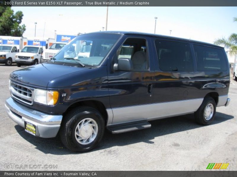 True Blue Metallic / Medium Graphite 2002 Ford E Series Van E150 XLT Passenger