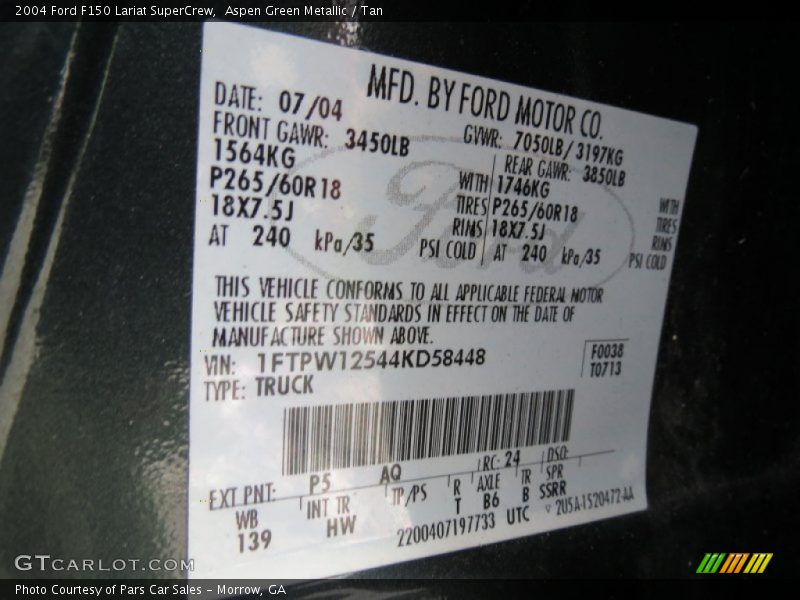 Aspen Green Metallic / Tan 2004 Ford F150 Lariat SuperCrew