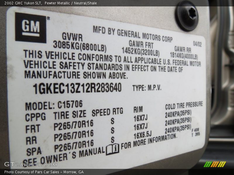 Pewter Metallic / Neutral/Shale 2002 GMC Yukon SLT