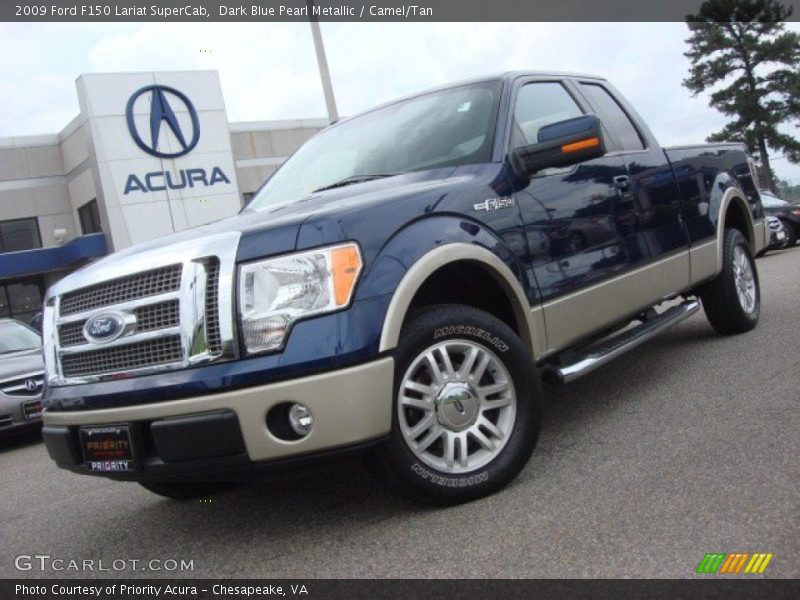 Dark Blue Pearl Metallic / Camel/Tan 2009 Ford F150 Lariat SuperCab