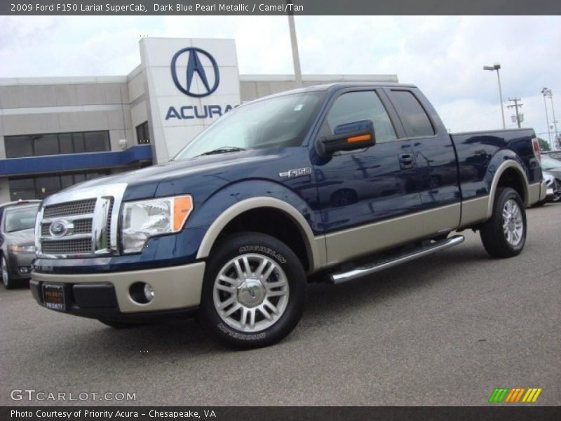 Dark Blue Pearl Metallic / Camel/Tan 2009 Ford F150 Lariat SuperCab